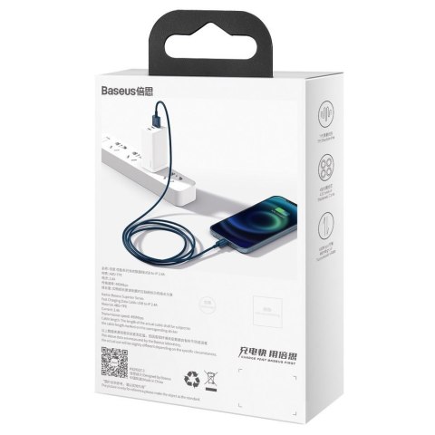 Superior kabel przewód do Iphone USB - Lightning 2.4A 1m niebieski Superior kabel przewód do Iphone USB - Lightning 2.4A 1m niebieski