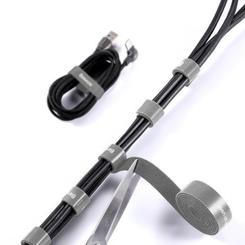 Taśma rzepowa rzep organizer kabli przewodów 3m - szary Taśma rzepowa rzep organizer kabli przewodów 3m - szary