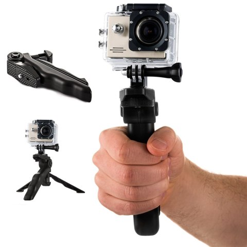 Uchwyt z mini statywem do kamery sportowej GoPro SJCAM czarny Uchwyt z mini statywem do kamery sportowej GoPro SJCAM czarny