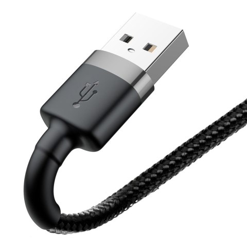 Wytrzymały elastyczny kabel przewód USB Iphone Lightning QC3.0 2.4A 0.5M czarno-szary Wytrzymały elastyczny kabel przewód USB Iphone Lightning QC3.0 2.4A 0.5M czarno-szary