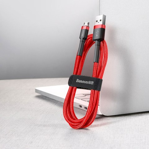 Wytrzymały elastyczny kabel przewód USB microUSB QC3.0 2.4A 1M czerwony Wytrzymały elastyczny kabel przewód USB microUSB QC3.0 2.4A 1M czerwony