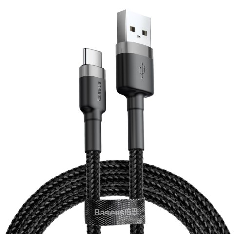 Wytrzymały kabel przewód w oplocie USB do USB-C QC3 0.5m - czarno-szary Wytrzymały kabel przewód w oplocie USB do USB-C QC3 0.5m - czarno-szary