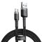 Wytrzymały kabel przewód w oplocie USB do USB-C QC3 0.5m - czarno-szary