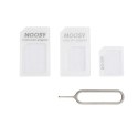 Zestaw adapterów do kart nano micro SIM Noosy + kluczyk biały Zestaw adapterów do kart nano micro SIM Noosy + kluczyk biały
