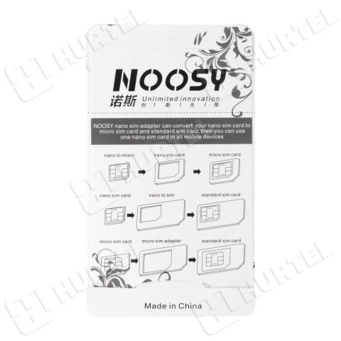 Zestaw adapterów do kart nano micro SIM Noosy + kluczyk biały Zestaw adapterów do kart nano micro SIM Noosy + kluczyk biały