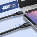 Kabel przewód USB-C do ładowania i transferu danych 3A 0.5m czarny