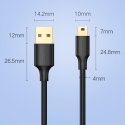 Kabel przewód USB - mini USB 5-pinowy pozłacany 0.5m czarny