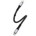 Kabel przewód płaski krótki do iPhone USB-C - Lightning L10P PD 20W 23cm czarny Kabel przewód płaski krótki do iPhone USB-C - Lightning L10P PD 20W 23cm czarny