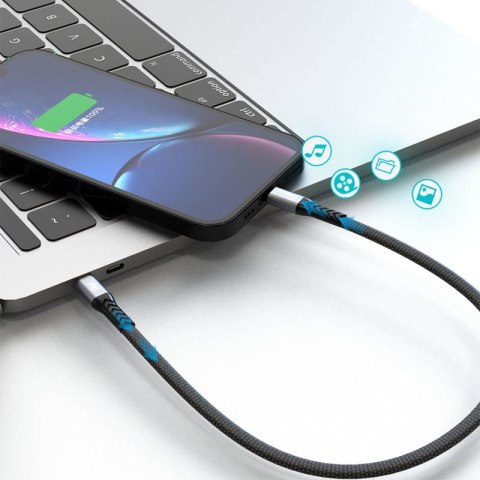 Kabel przewód płaski krótki do iPhone USB-C - Lightning L10P PD 20W 23cm czarny Kabel przewód płaski krótki do iPhone USB-C - Lightning L10P PD 20W 23cm czarny