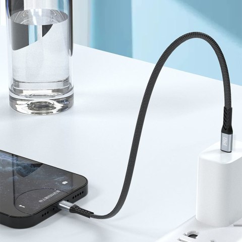 Kabel przewód płaski krótki do iPhone USB-C - Lightning L10P PD 20W 23cm czarny Kabel przewód płaski krótki do iPhone USB-C - Lightning L10P PD 20W 23cm czarny