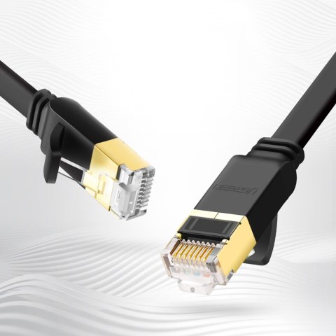 Kabel sieciowy internetowy płaski patchcord U/FTP Cat. 7 10Gb/s 0.5m czarny