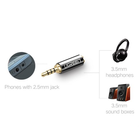Przejściówka wtyczka Adapter audio jack 2.5mm męski do jack 3.5mm żeński czarny Przejściówka wtyczka Adapter audio jack 2.5mm męski do jack 3.5mm żeński czarny