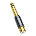 Przejściówka wtyczka adapter jack 6.35 mm męski na RCA żeński złoty Przejściówka wtyczka adapter jack 6.35 mm męski na RCA żeński złoty