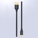 Przewód kabel 5-pinowy pozłacany USB - mini USB 0.25m czarny Przewód kabel 5-pinowy pozłacany USB - mini USB 0.25m czarny