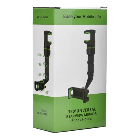 Uchwyt na telefon smartfon mocowany do lusterka wstecznego czarno-zielony Uchwyt na telefon smartfon mocowany do lusterka wstecznego czarno-zielony