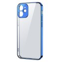 Ultra cienkie przezroczyste etui z metaliczną ramką do iPhone 12 Pro ciemno-niebieski Ultra cienkie przezroczyste etui z metaliczną ramką do iPhone 12 Pro ciemno-niebieski