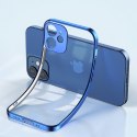 Ultra cienkie przezroczyste etui z metaliczną ramką do iPhone 12 Pro ciemno-niebieski Ultra cienkie przezroczyste etui z metaliczną ramką do iPhone 12 Pro ciemno-niebieski