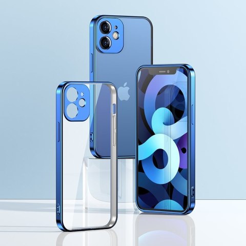 Ultra cienkie przezroczyste etui z metaliczną ramką do iPhone 12 Pro czarny Ultra cienkie przezroczyste etui z metaliczną ramką do iPhone 12 Pro czarny