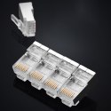 Wtyczka końcówka RJ45 do skrętki 8P8C UTP Cat. 6 srebrny - ZESTAW 10szt. Wtyczka końcówka RJ45 do skrętki 8P8C UTP Cat. 6 srebrny - ZESTAW 10szt.