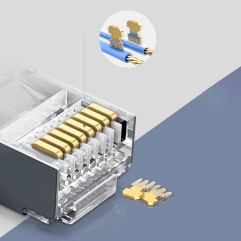 Wtyczka końcówka RJ45 do skrętki 8P8C UTP Cat. 6 srebrny - ZESTAW 10szt. Wtyczka końcówka RJ45 do skrętki 8P8C UTP Cat. 6 srebrny - ZESTAW 10szt.
