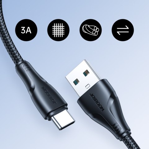 Kabel przewód Surpass Series USB - USB-C do szybkiego ładowania 3A 1.2m czarny Kabel przewód Surpass Series USB - USB-C do szybkiego ładowania 3A 1.2m czarny