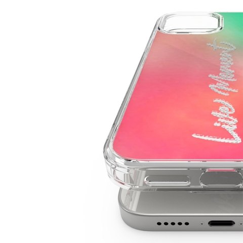 Pancerne etui pokrowiec z żelową ramką iPhone 12 Pro Max Fusion Design różowo-zielony Pancerne etui pokrowiec z żelową ramką iPhone 12 Pro Max Fusion Design różowo-zielony