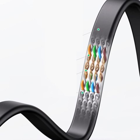 Płaski kabel sieciowy patchcord RJ45 LAN Ethernet Cat. 6 2m czarny Płaski kabel sieciowy patchcord RJ45 LAN Ethernet Cat. 6 2m czarny