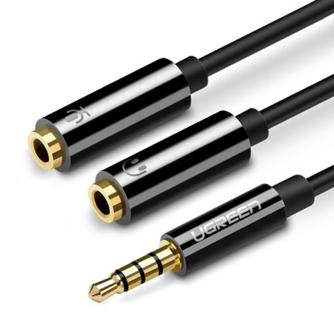 Rozdzielacz przejściówka mini jack 3.5 mm - 2 x mini jack 3.5mm mikrofon i słuchawki czarny Rozdzielacz przejściówka mini jack 3.5 mm - 2 x mini jack 3.5mm mikrofon i słuchawki czarny