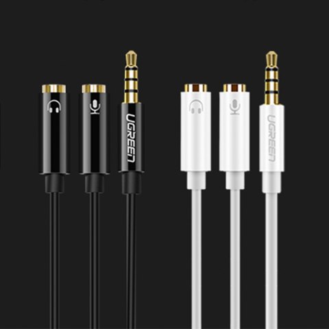 Rozdzielacz przejściówka mini jack 3.5 mm - 2 x mini jack 3.5mm mikrofon i słuchawki czarny Rozdzielacz przejściówka mini jack 3.5 mm - 2 x mini jack 3.5mm mikrofon i słuchawki czarny