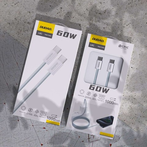 Wytrzymały przewód kabel UCB-C PD 60W w oplocie z włókna węglowego 1m jasno niebieski Wytrzymały przewód kabel UCB-C PD 60W w oplocie z włókna węglowego 1m jasno niebieski
