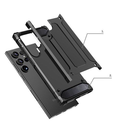Etui pancerne wzmacniane do Samsung Galaxy S24 Ultra Hybrid Armor czarne Etui pancerne wzmacniane do Samsung Galaxy S24 Ultra Hybrid Armor czarne
