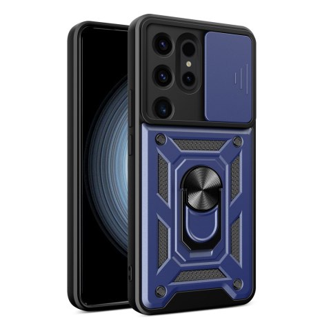 Etui z osłoną na aparat do Samsung Galaxy S24 Ultra Hybrid Armor Camshield niebieskie Etui z osłoną na aparat do Samsung Galaxy S24 Ultra Hybrid Armor Camshield niebieskie