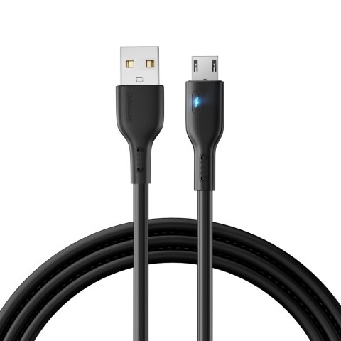 Kabel przewód USB - microUSB 2.4A z diodą LED 2m czarny Kabel przewód USB - microUSB 2.4A z diodą LED 2m czarny