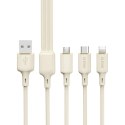 3w1 Kabel przewód wzmacniany SR USB-A - USB-C / Lightning / microUSB 66W 1.2m beżowy 3w1 Kabel przewód wzmacniany SR USB-A - USB-C / Lightning / microUSB 66W 1.2m beżowy