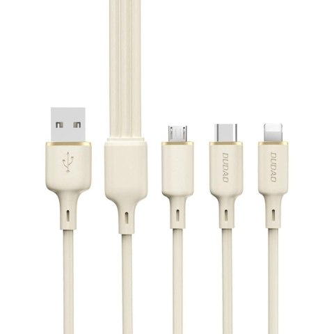 3w1 Kabel przewód wzmacniany SR USB-A - USB-C / Lightning / microUSB 66W 1.2m beżowy 3w1 Kabel przewód wzmacniany SR USB-A - USB-C / Lightning / microUSB 66W 1.2m beżowy