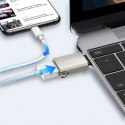 Adapter przejściówka USB-C (męski) - USB-A (żeński) z oczkiem na smycz - srebrny Adapter przejściówka USB-C (męski) - USB-A (żeński) z oczkiem na smycz - srebrny