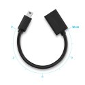 Adapter przejściówka mini USB-B (męski) - USB-A (żeński) OTG 10cm - szary