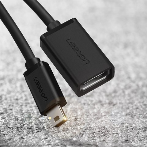 Adapter przejściówka mini USB-B (męski) - USB-A (żeński) OTG 10cm - szary