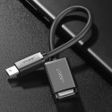 Adapter przejściówka mini USB-B (męski) - USB-A (żeński) OTG 10cm - szary