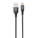 Kabel przewód USB-A - iPhone Lightning w oplocie 3A 30W 1.2m - czarny Kabel przewód USB-A - iPhone Lightning w oplocie 3A 30W 1.2m - czarny