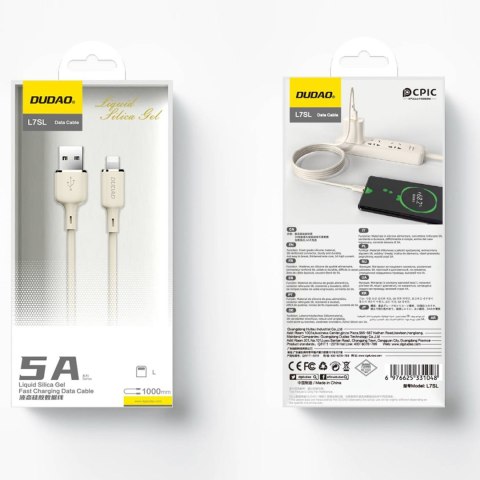 Kabel przewód do iPhone wzmacniany SR USB-A - Lightning 5A 1m beżowy Kabel przewód do iPhone wzmacniany SR USB-A - Lightning 5A 1m beżowy