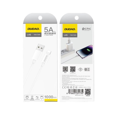 Kabel przewód do ładowania L4SL USB-A - iPhone Lightning 2A 1m - biały Kabel przewód do ładowania L4SL USB-A - iPhone Lightning 2A 1m - biały