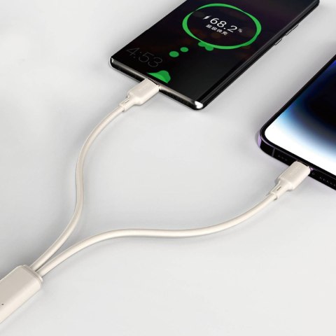 Kabel przewód wzmacniany SR USB-C - USB-C 100W 1m beżowy Kabel przewód wzmacniany SR USB-C - USB-C 100W 1m beżowy