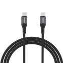 Kabel przewód z oplotem L3CC USB-C - USB-C 60W 1.2m - czarny Kabel przewód z oplotem L3CC USB-C - USB-C 60W 1.2m - czarny