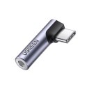 Przejściówka adapter kątowy audio USB-C (męski) - minijack 3.5mm (żeński) - szary Przejściówka adapter kątowy audio USB-C (męski) - minijack 3.5mm (żeński) - szary