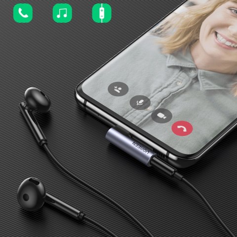 Przejściówka adapter kątowy audio USB-C (męski) - minijack 3.5mm (żeński) - szary Przejściówka adapter kątowy audio USB-C (męski) - minijack 3.5mm (żeński) - szary