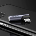Przejściówka adapter kątowy audio USB-C (męski) - minijack 3.5mm (żeński) - szary Przejściówka adapter kątowy audio USB-C (męski) - minijack 3.5mm (żeński) - szary