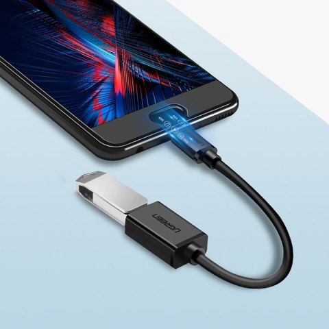 Przejściówka adapter micro USB (męski) - USB-A (żeński) OTG płaski 0.15m - czarny Przejściówka adapter micro USB (męski) - USB-A (żeński) OTG płaski 0.15m - czarny