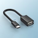 Przejściówka adapter micro USB (męski) - USB-A (żeński) OTG płaski 0.15m - czarny Przejściówka adapter micro USB (męski) - USB-A (żeński) OTG płaski 0.15m - czarny