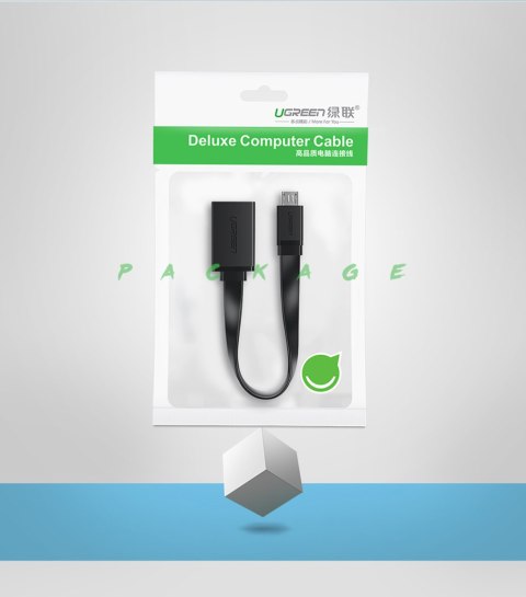 Przejściówka adapter micro USB (męski) - USB-A (żeński) OTG płaski 0.15m - czarny Przejściówka adapter micro USB (męski) - USB-A (żeński) OTG płaski 0.15m - czarny